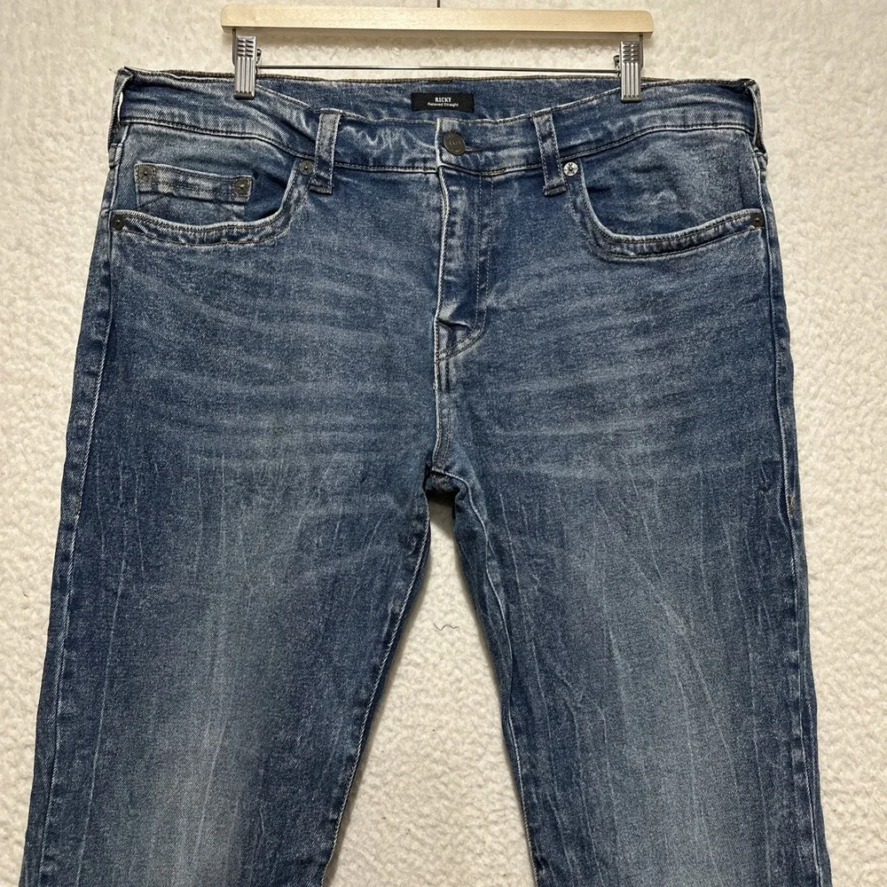 True Religion Men's Jeans Size 38‎ Ricky No Flap Relaxed Straight Denim Blue